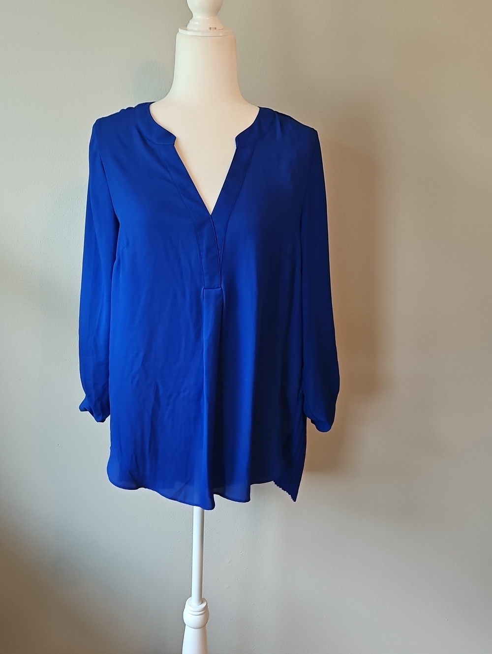 Zac & Rachel Cobalt Blue V-Neck Long Sleeve Blouse